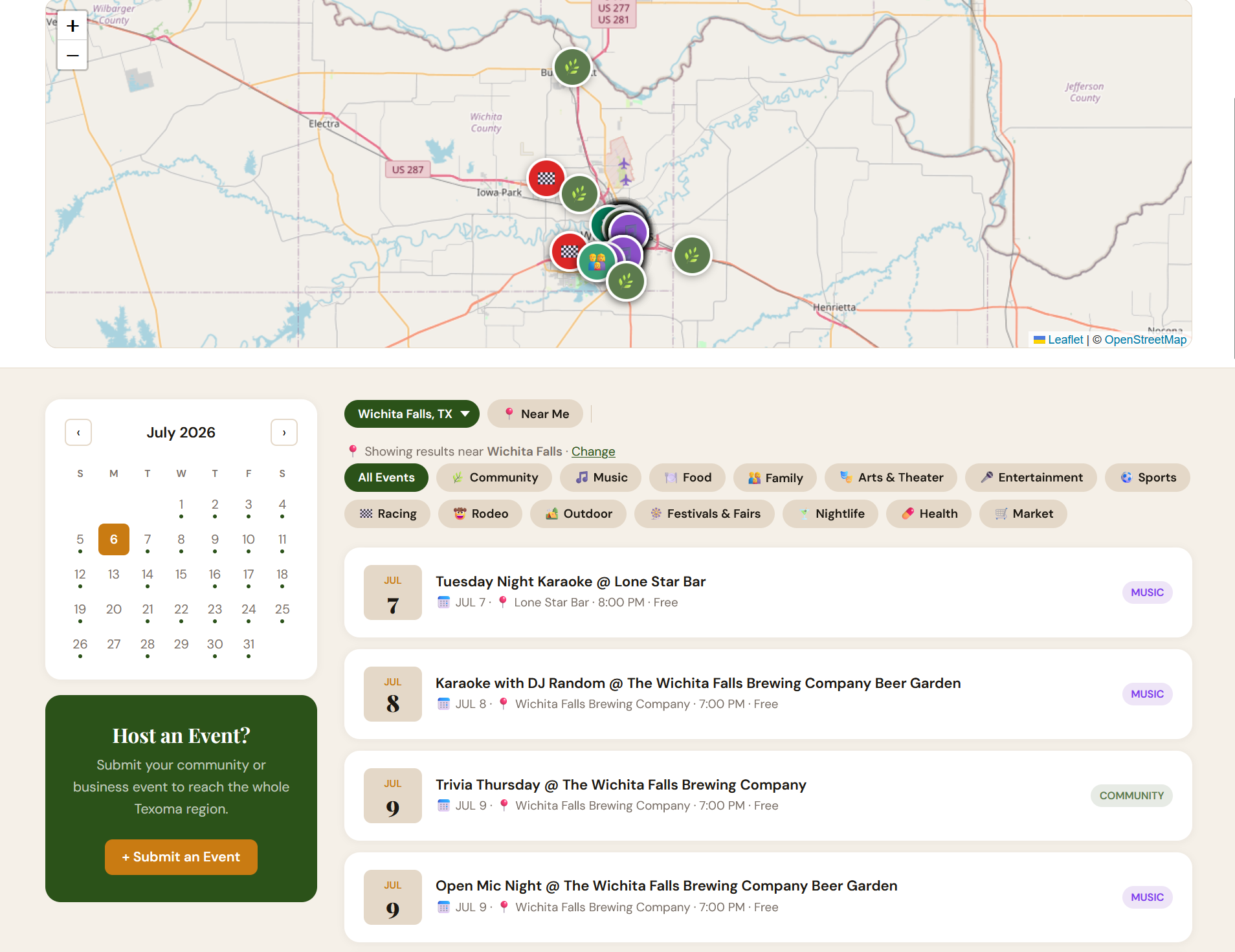 Texoma Living community event calendar